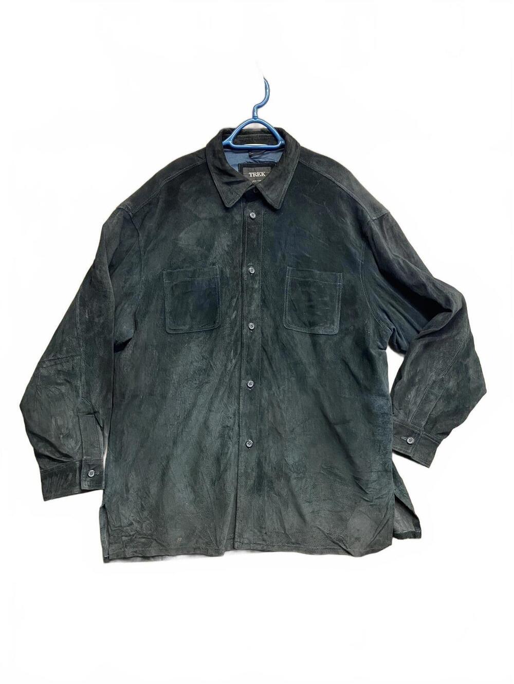 Vintage TREK New York Dark Green Soft Suede Men's Button up Shirt/Jacket Size XL